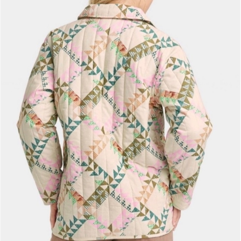 Cozy Cream And Pink Patchwork Quilted Cotton Jack… - image 8